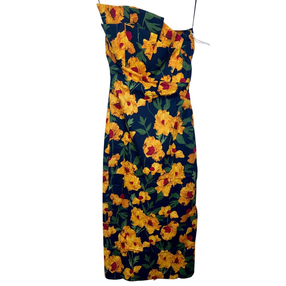 NWT Tuckernuck Hyacinth House Margot Navy Floral Strapless Midi Dress Size XXS